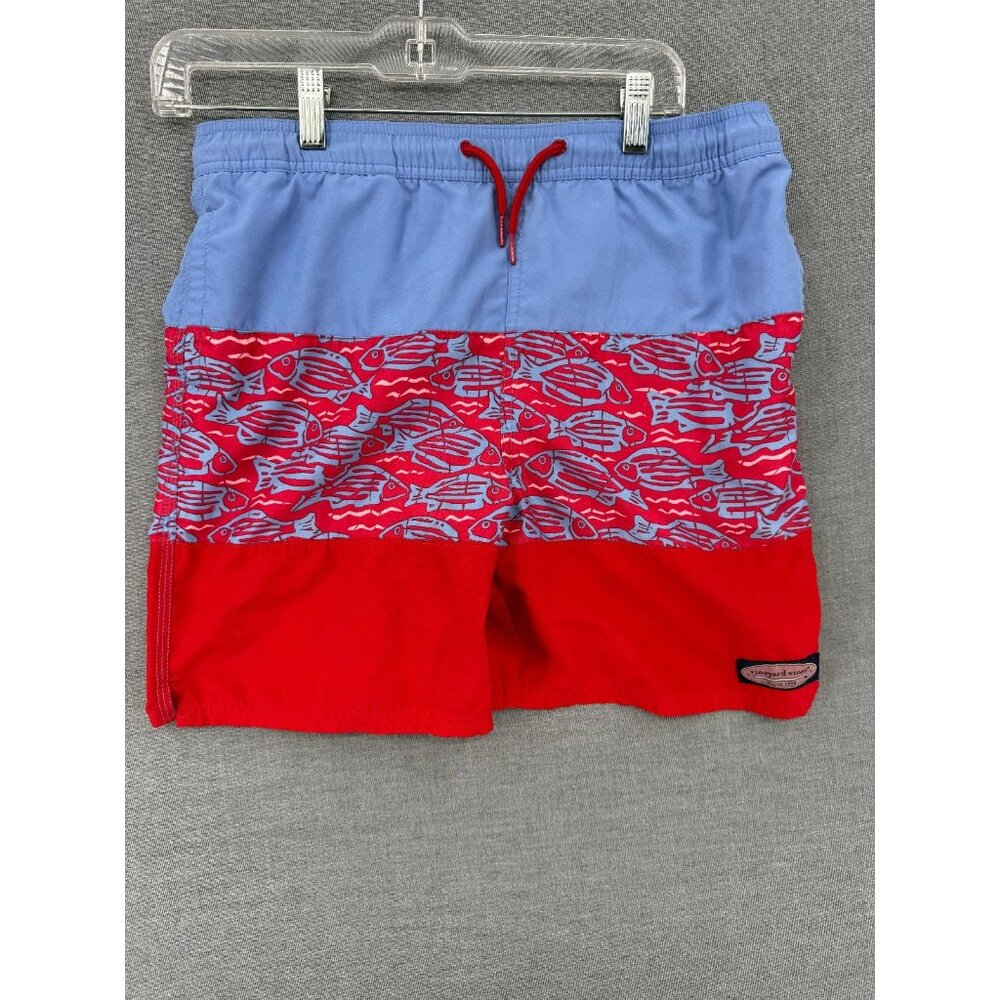 Vineyard Vines Board Shorts Boys L 16 6" Fish Colorblock Beach Swim Trunks